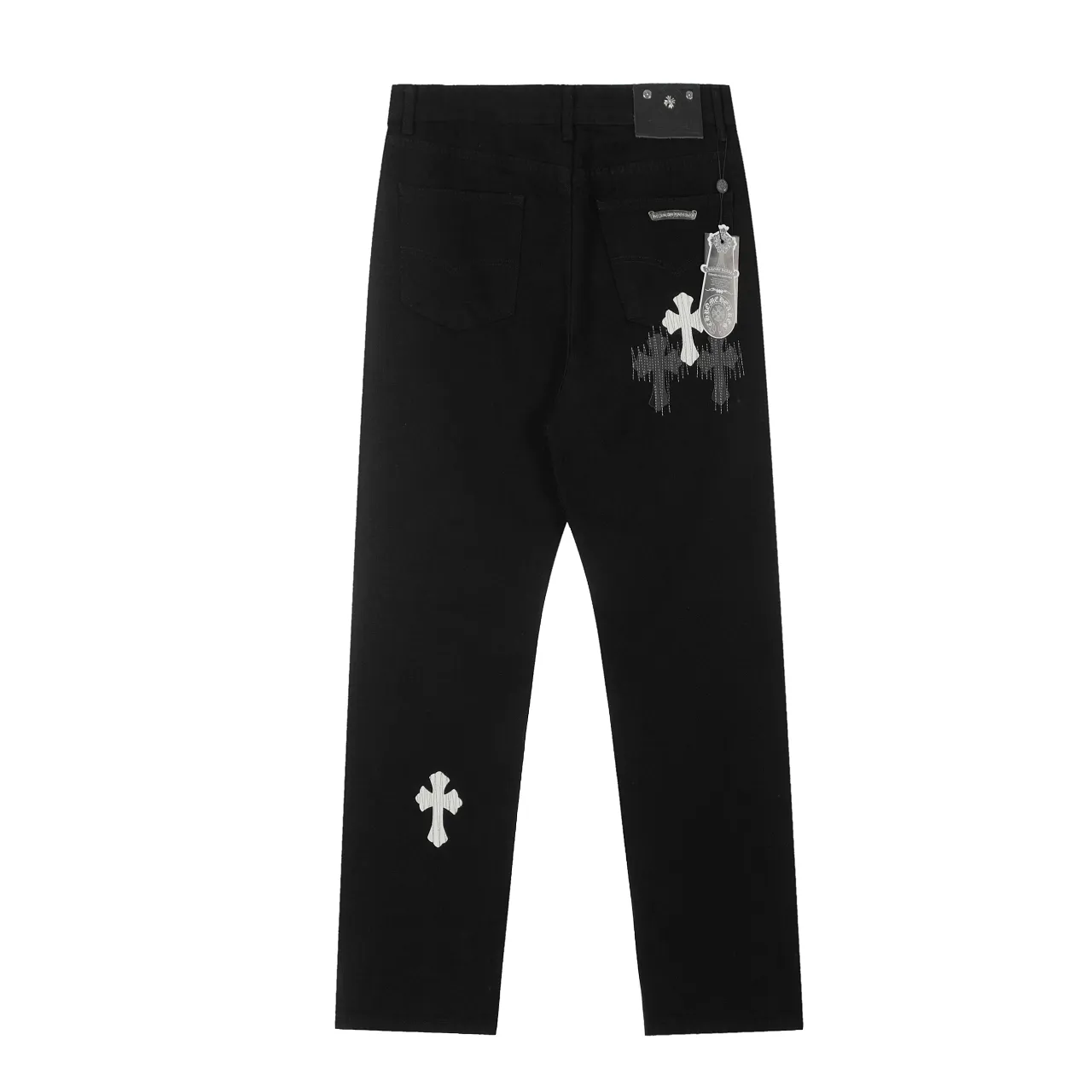 KE978#P240 The only correct leather label version on the market Chrome Hearts CH Cross embroidery distressed jeans Top ceiling quality 100% correct version The correct version is here!  Believe me this must be the best quality you will ever come across! ! Excellent value for money! !  Styles with different washes and textures are very friendly to people with thin legs and thick legs. The straight version is very flattering to the shape of the legs. The moderate length is timeless and easy to match. It is the basis of various styles and a must-have in the wardrobe! ! Add a little stacking to easily control this year's popular clean fit fabric. The fabric is stiff but the upper body is soft without losing texture. The sides and cuffs of some styles have a bone-wash effect. It's really hard not to love it! The outfit effect is immediate! ✅Correctly customize the Croxin metal leather label on the back panel. It is not sold directly with the cross on the finished jeans. 1:1 copying strives for excellence and the details are perfectly grasped. ✅The cross leather label is clear and smooth. Exquisite turning top craftsmanship. ✅Buttons, zippers and hardware are all customized versions of the Croxin LOGO. ✅High-cost washing process. Size: 28 30 32 34 36 (5 sizes)